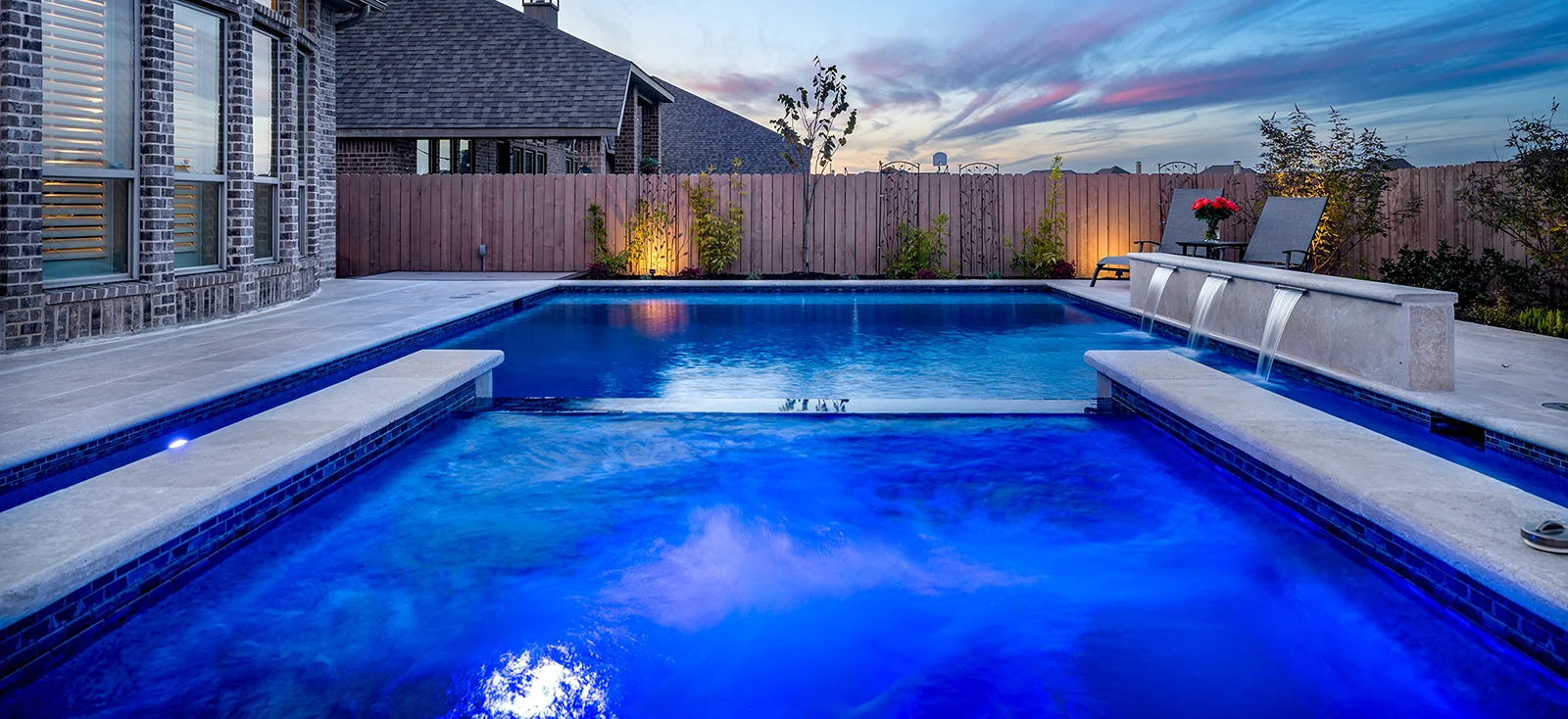 affordable luxury pool in texas at twilight