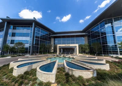 logo shaped water feature
