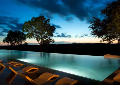 resort pool at night