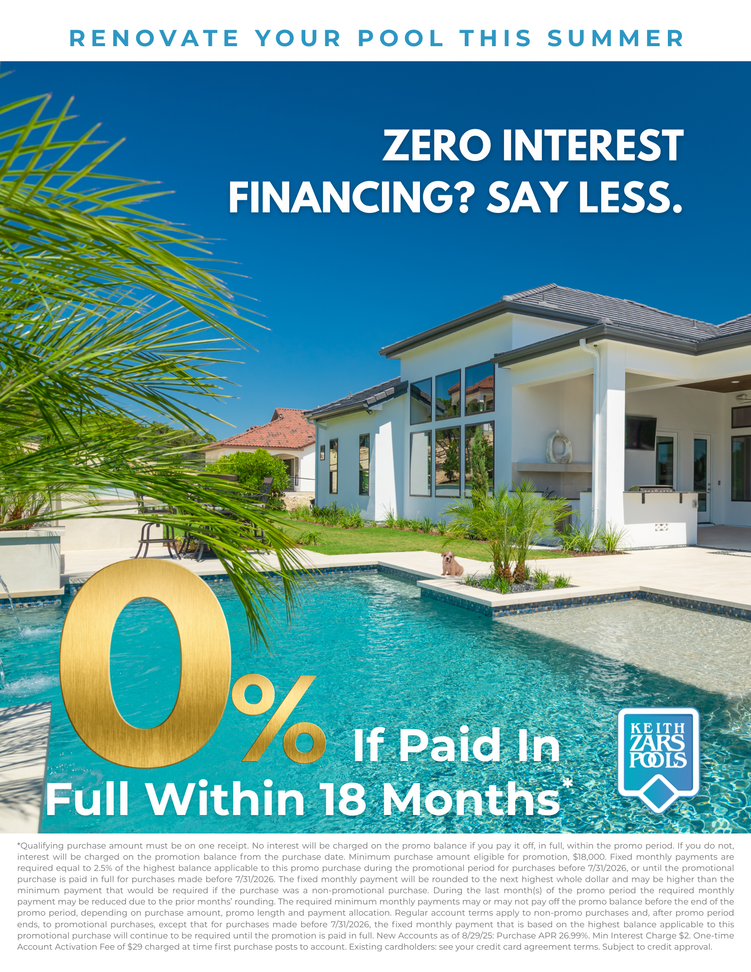 Pool Renovation with zero interest 